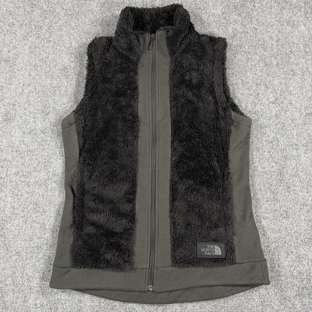 The North Face Furry Fleece Vest Womens Small Black Deep Pile Pockets Outdoors